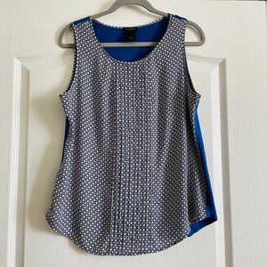 Ann Taylor Womens Graphic Print Sleeveless Tank Top Blue Size M